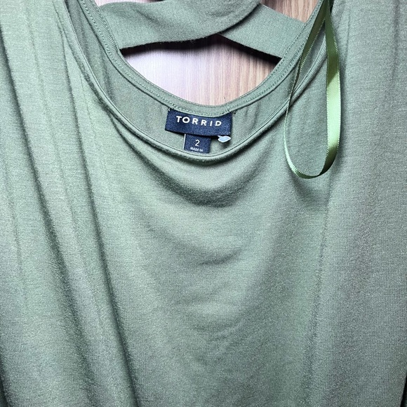 torrid Olive Green Maxi Drawstring Waist Dress - Picture 5 of 5